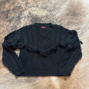 Rock & Roll Denim black fringe sweater - medium